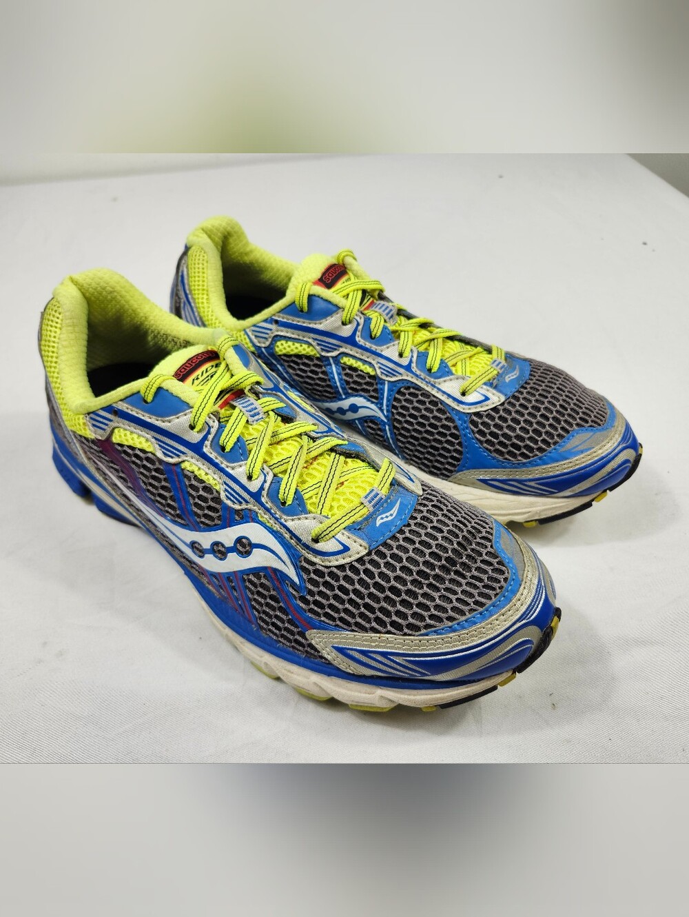 Saucony Ride 5 Men’s 10.5 M Athletic Shoes Gray, Blue & Neon Yellow